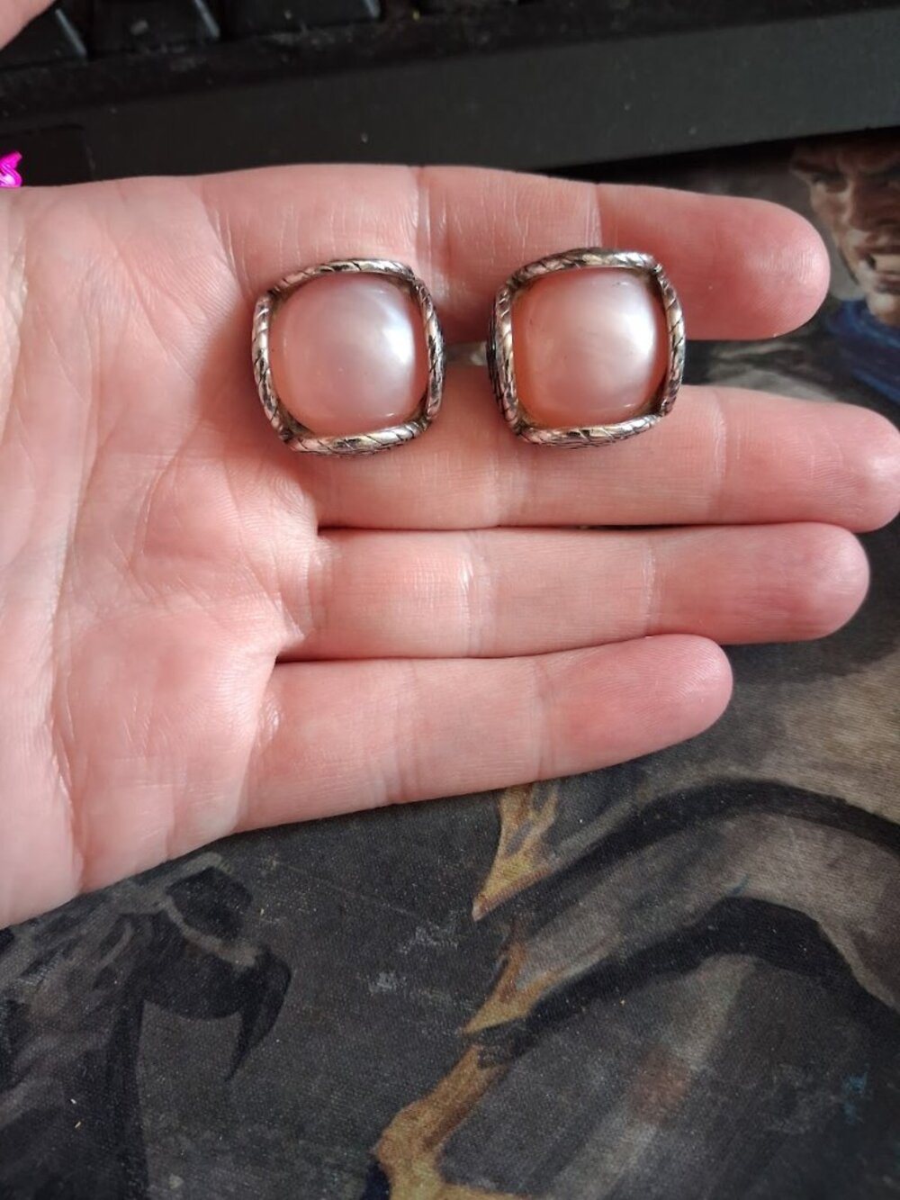 Pink stoned cufflinks